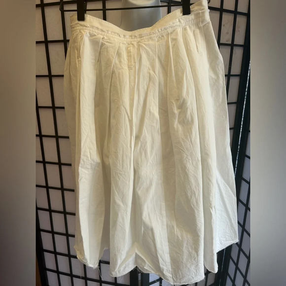 Zara Thick Premium Cotton shirred white Mid-length skirt side split and side zip - Picture 3 of 5